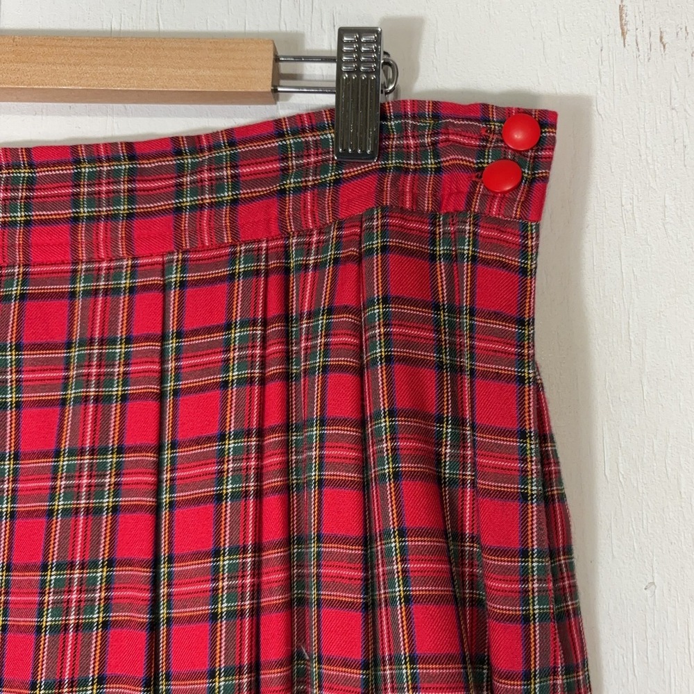 VTG 90s Bechamel Plaid Pleated Midi Skirt Womens 12 Tartan Academia Pockets